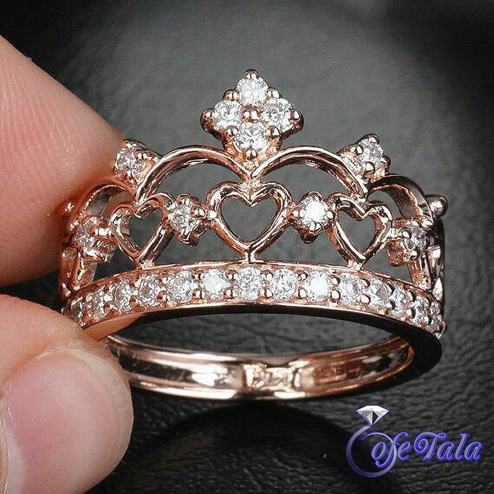 Diamond crown ring حلقه تاجی دور برلیان