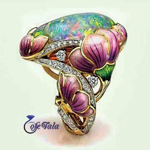 Enamel flower ring انگشتر گل مینا کاری