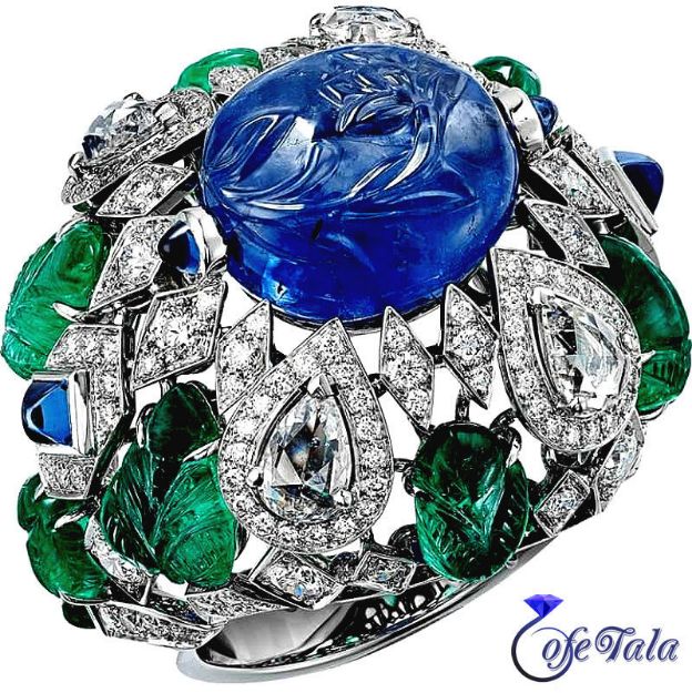 Carving sapphire ring انگشتر کاروینگ یاقوت کبود