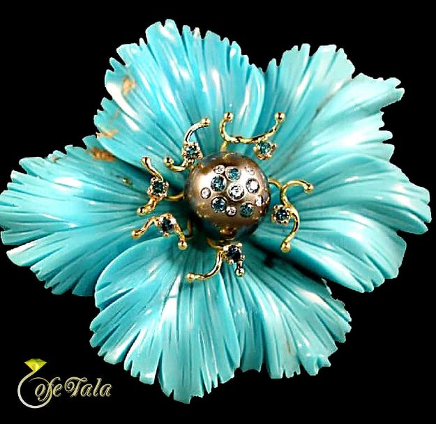 Blue flower brooch سنجاق سینه گل آبی