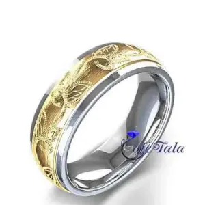 حلقه دو رنگ طلا و نقره مدل 21022