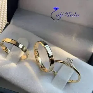 حلقه ازدواج تک نگین الماس مدل 21146