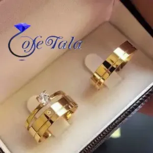 حلقه ازدواج ساده نگین الماس مدل 21145