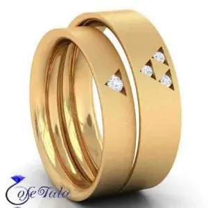 حلقه ازدواج با نگین الماس مدل 21099