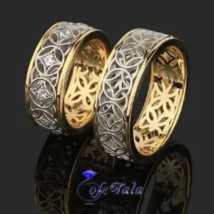 حلقه ازدواج نگین دار طرح سنتی مدل 21136