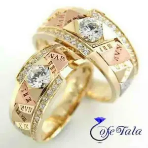 حلقه ازدواج نگین الماس مدل 21097